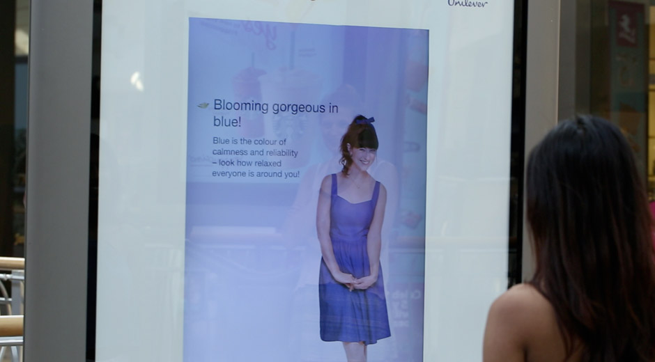 A photo of the Dove Invisible Colour Recognition activation in action – Grand Visual, ground-breaking digital out of home production