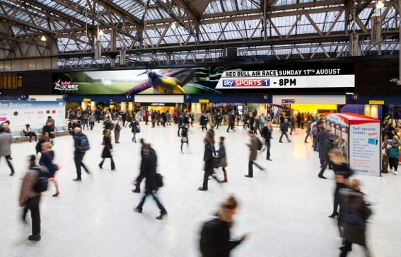 A photo o the Red Bull Air Race creative in situ at Waterloo
