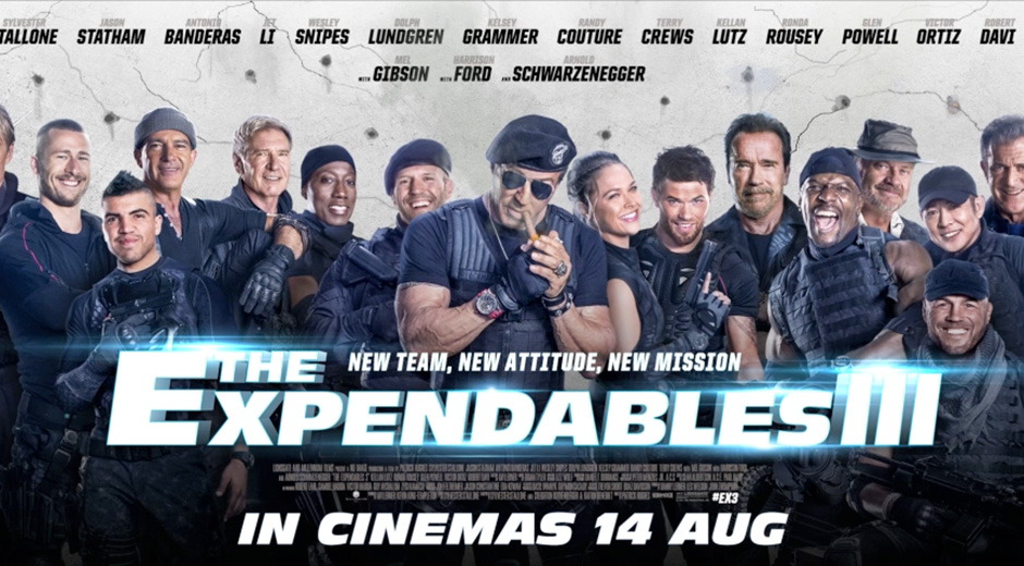 A still from the Expendables 3 DOOH creative