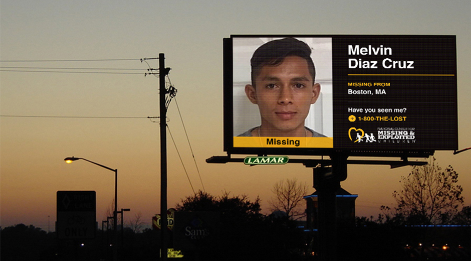 Runaway Train Geo-targeted digital OOH. Melvin Diaz Cruz Missing